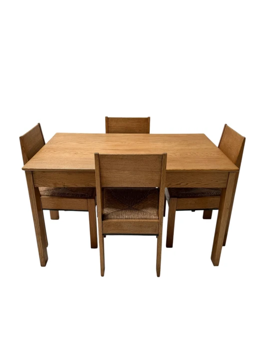 Art Deco Dining Table by J.A. Muntendam, Solid Oak, 1920s Dutch Design